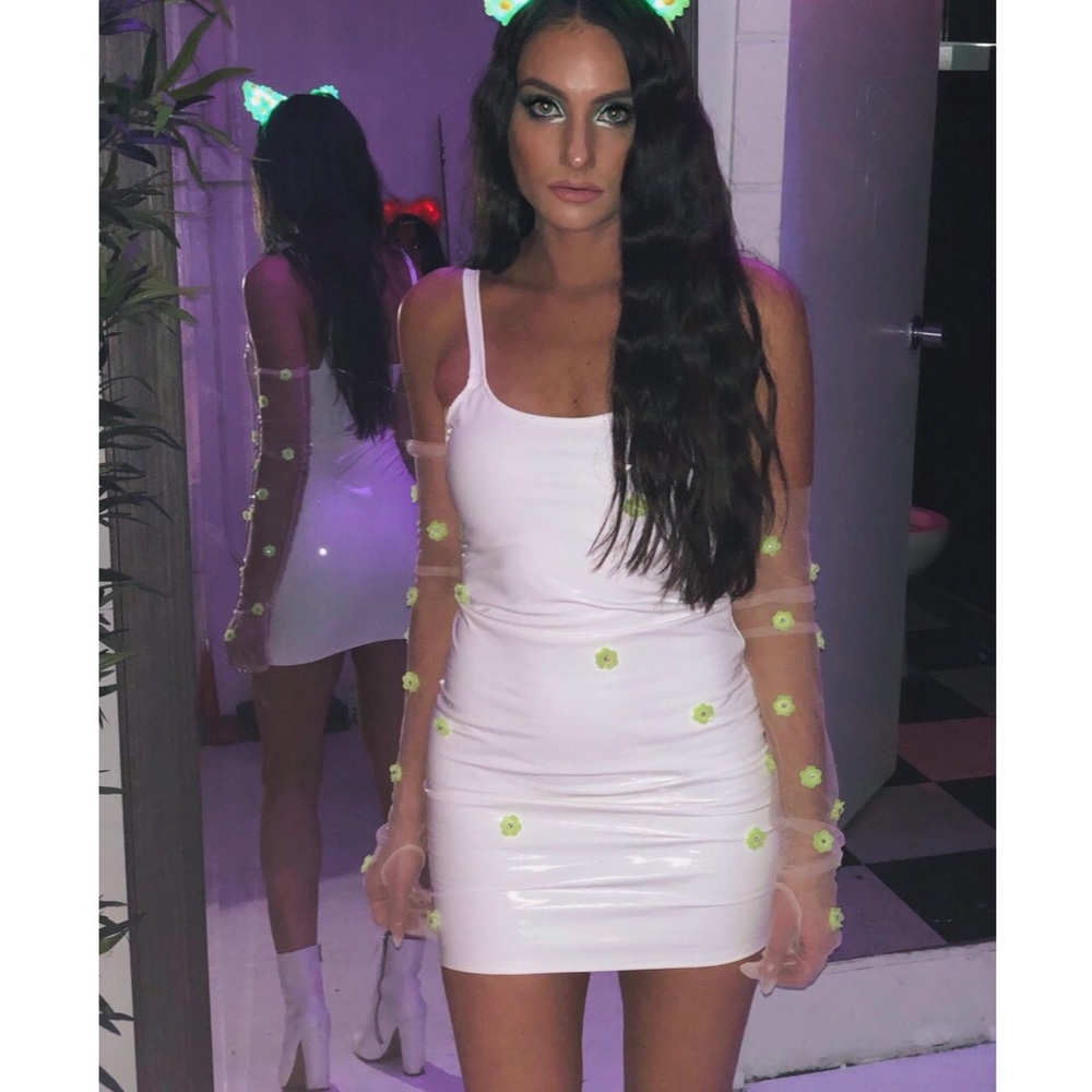 WHITE FAUX LEATHER MINI DRESS